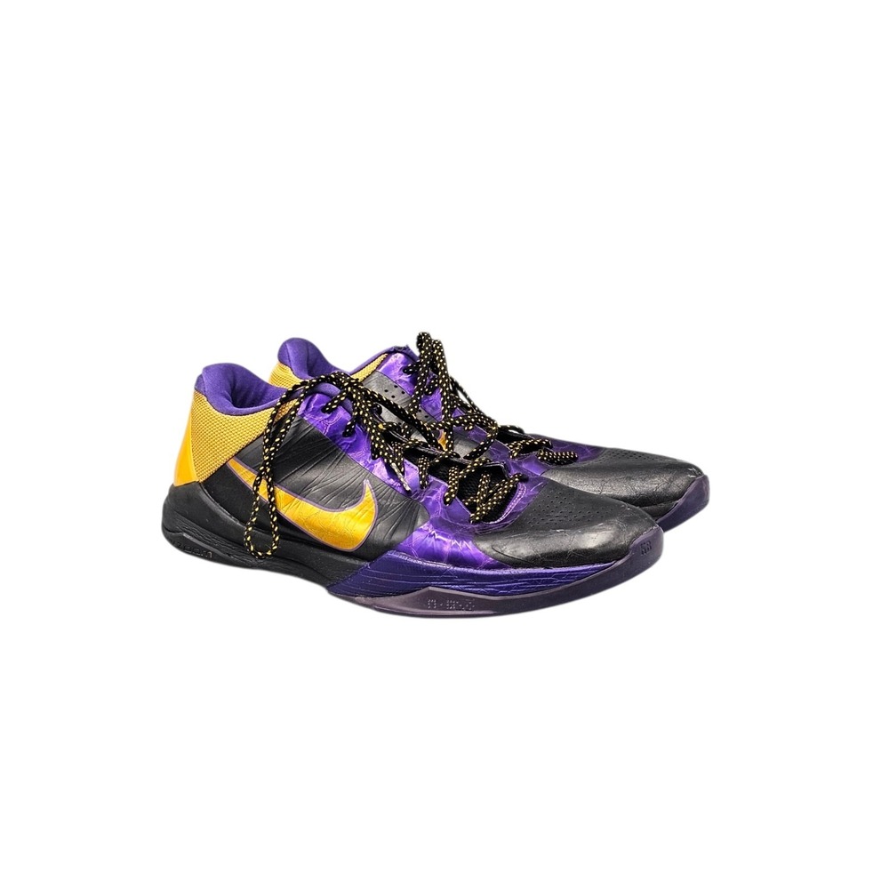 Nike Men's Size 12 US Kobe Zoom V 5 Black Purple Yellow Basketball Sneakers READ